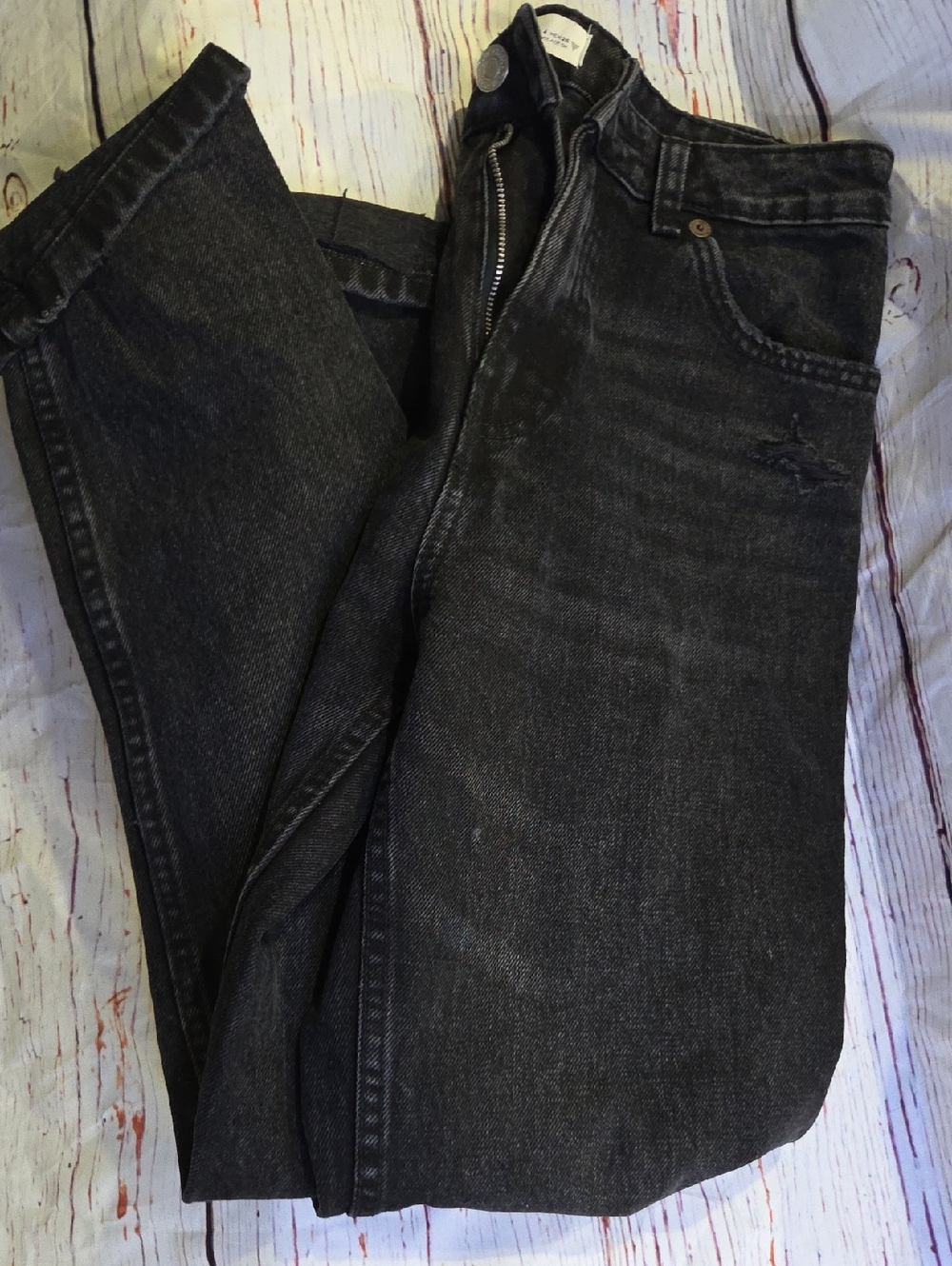 Zara Distressed Black Washed Jeans